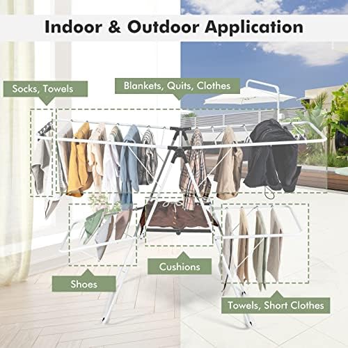 GOFLAME 2-Tier Clothes Drying Rack, Folding Laundry Dry Rack with Adjustable ...