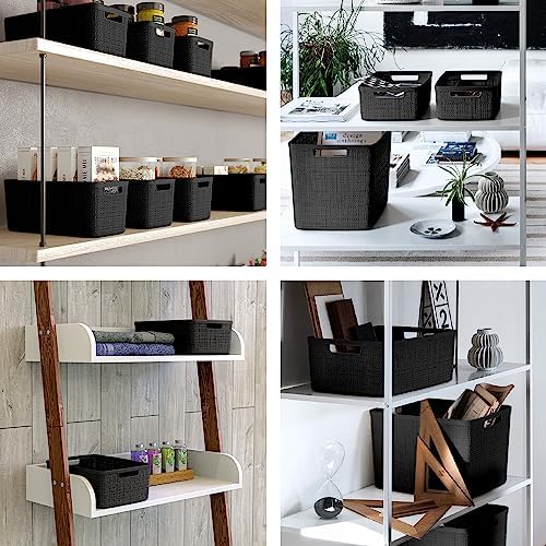 Curver Set of 4 Large 18L Easy Access Jute Decorative Plastic Organization an...