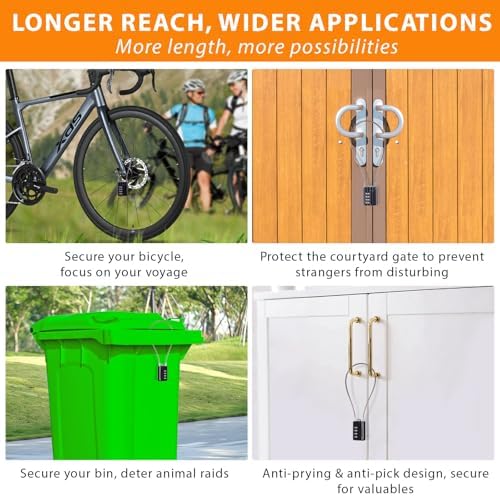 SEPOX® 12PK Metal Combo Padlock, Resettable 4-Digit, Extra Long Cable 12.5"