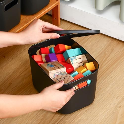 Hoolerry 8 Pieces Storage Bins, 9.8 x 7.1 x 6.3 Inch, Black