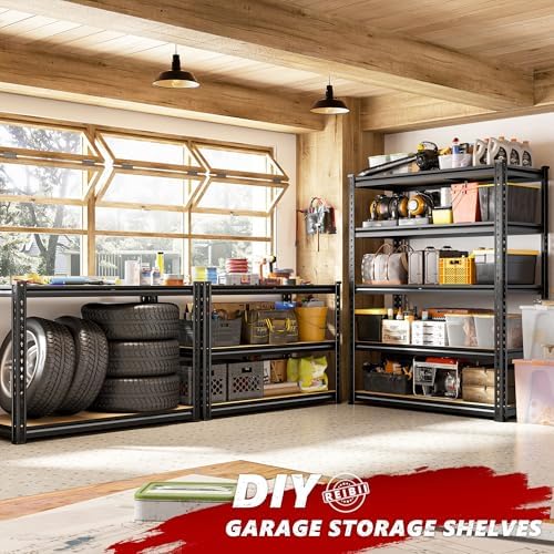 REIBII 2400 LBS Garage Shelving for Basement, Adjustable Shelving Unit