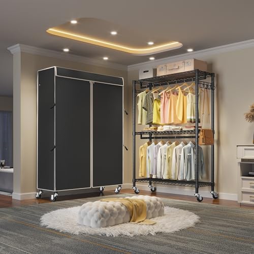 VIPEK R2C Rolling Clothing Rack Covered Portable Closet for Hanging Clothes