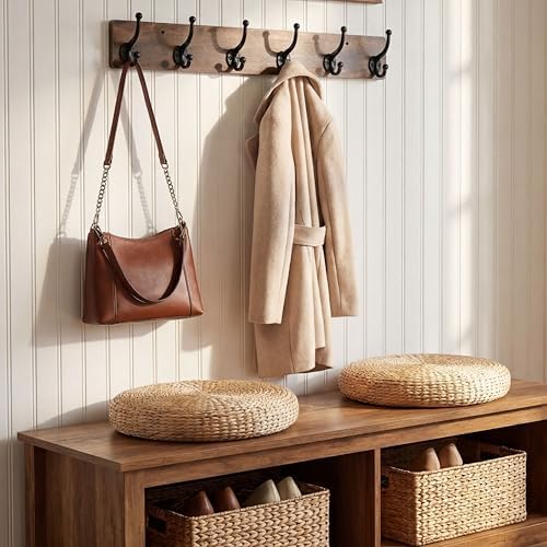 WEBI Rustic Coat Rack Wall Mount,24" Long 6 Cast Iron Coat Hooks Wall Mo...