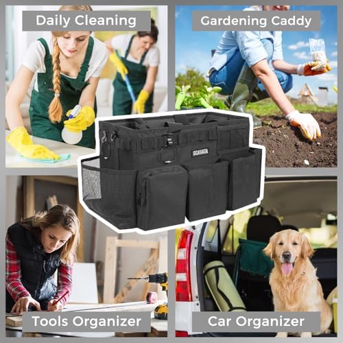 SCAVATA Wearable Cleaning Caddy Bag, Supplies Organizer with Handle & Sho...
