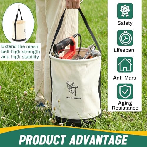 2 Pack 15" x 12" Linemen Canvas Tool Bucket Bag, White