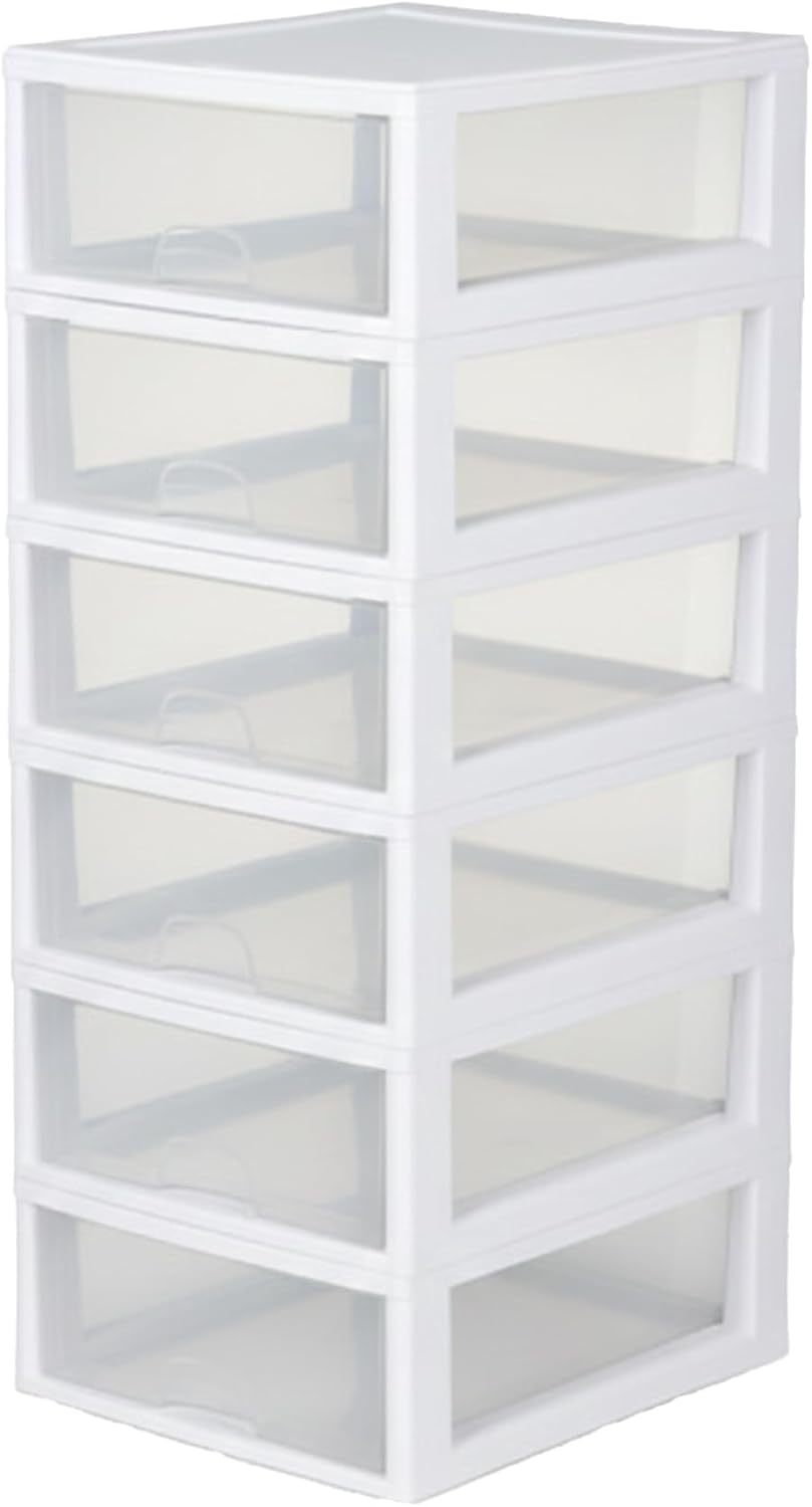 Sterilite Stacking Drawer Storage Organizer for Clothes, 16 Quart, 6-Pack