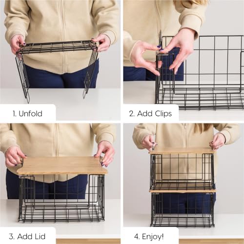 IRIS USA Wire Basket for Pantry Storage, 2 Pack, Easy Assembly, Stackable