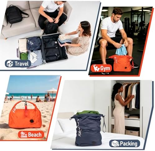 WiseBoy 2 Pack Travel Laundry Bag, Compression Storage for Dirty Clothes