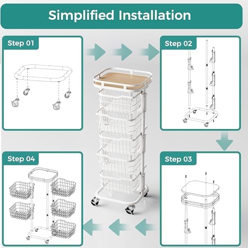 5 Tier Rotating Kitchen Storage Cart, Fruit Vegetable Potato Rack Stand