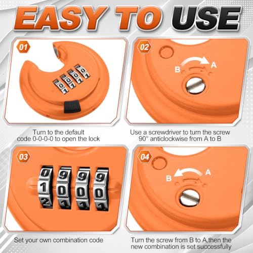 Landhoow 6 Pack Combination Lock 4 Digit Disc Padlock with 3/8 Inch Hardened ...