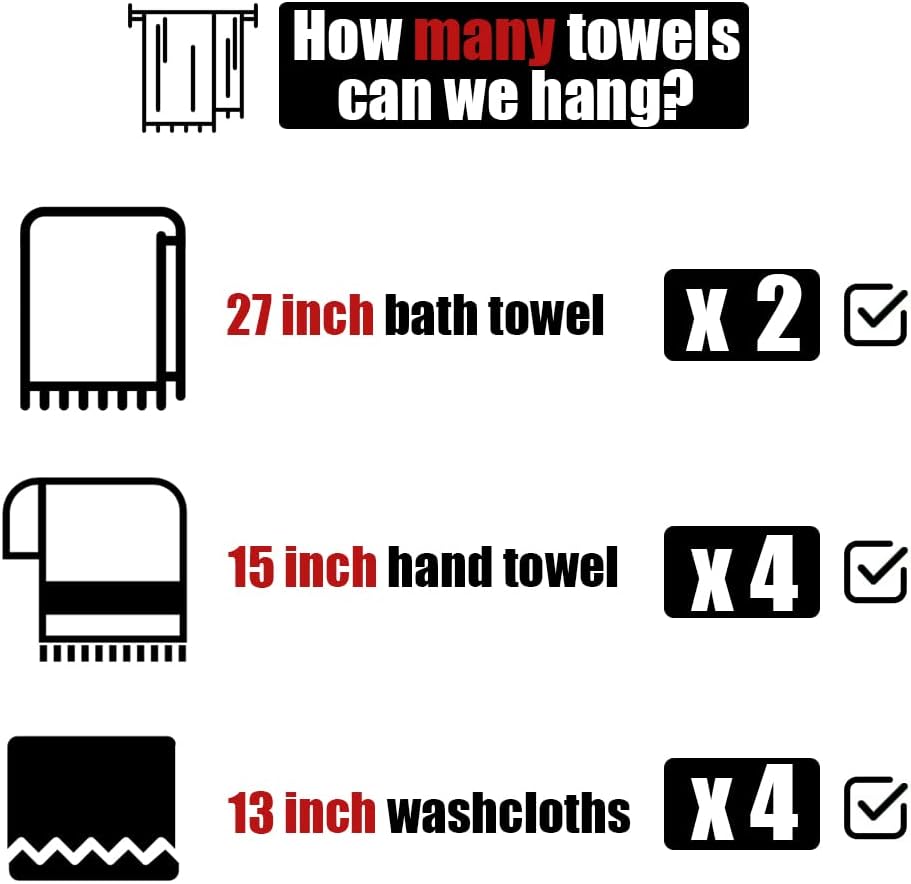 JQK Double Bath Towel Bar, 30 Inch 304 Stainless Steel Thicken 0.8mm Towel Ra...