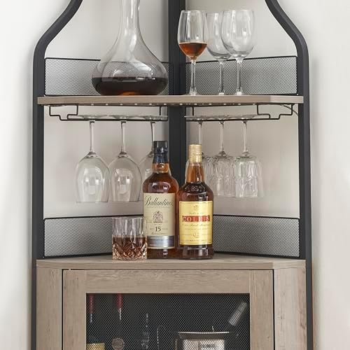 IDEALHOUSE 61'' Tall Corner Wine Bar Cabinet with Adjustable Shelves,...