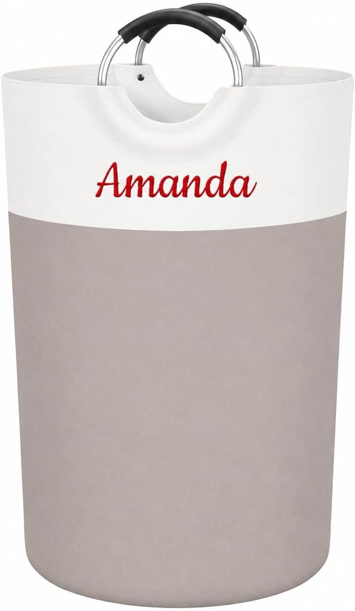 Personalized Laundry Basket, Embroidered Travel Laundry Hamper, Collapsible L...