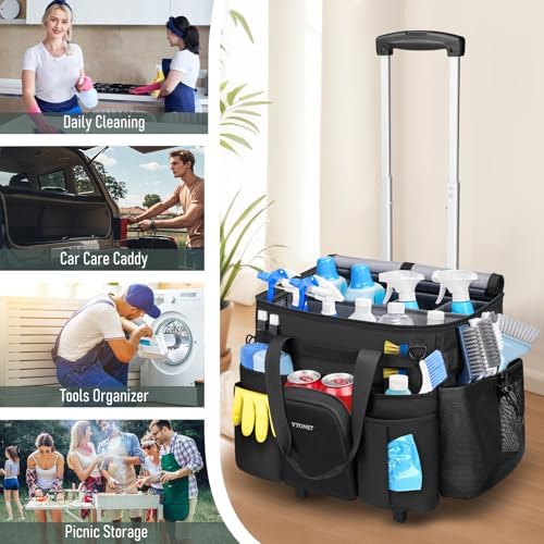 Ytonet Rolling Cleaning Caddy with Wheels, Large Rolling Cleaning Caddy