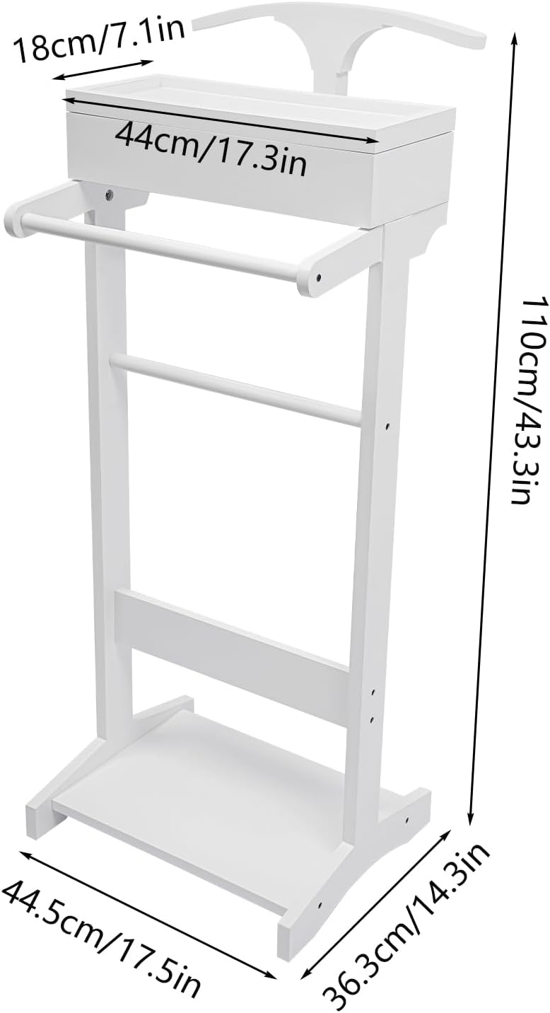 Valet Stand for Man & Women, Wood Suit Rack Suit Valet Stand with Top Tray