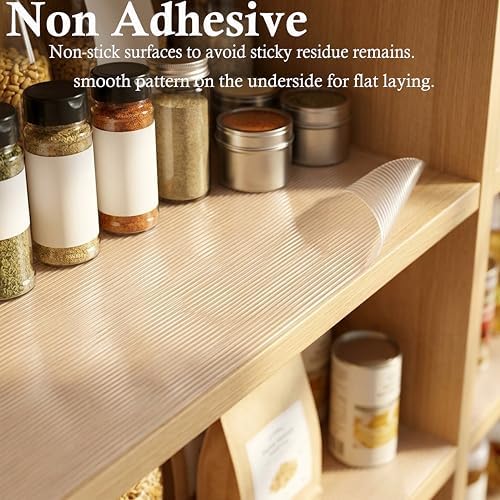 Shelf Liners for Kitchen Cabinets Non Adhesive 24 Inch Wide X 20 Ft Clear Non...