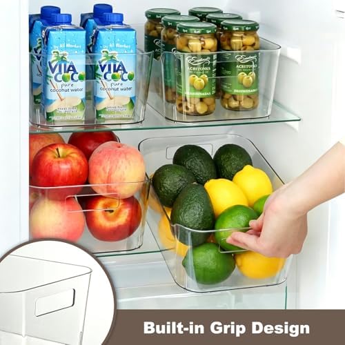 Hudgan 12 Pack Pantry Storage Bins for Kitchen Cabinet, Clear Plastic Organiz...