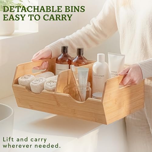 HOMESTEAD Extra Large Bamboo Pantry Storage Bins – 30% Larger, Stackable Pota...
