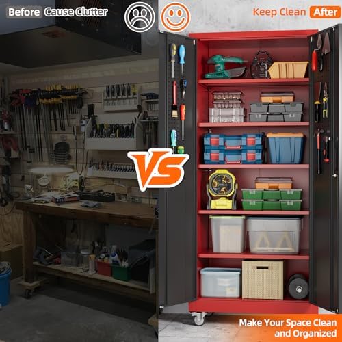 SUXXAN Wide & Deep 71"x34"Wx18 D Metal Garage Storage Cabinet R...