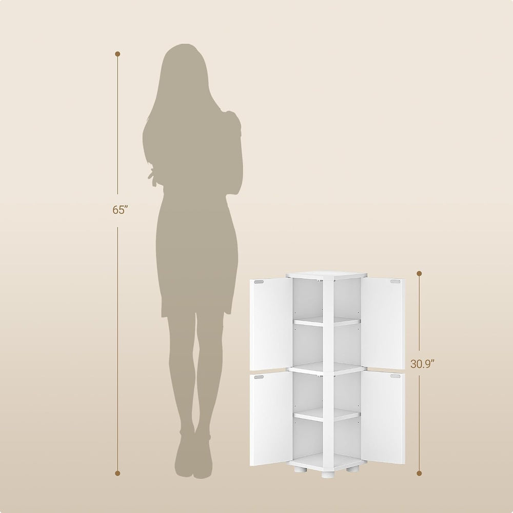 Hzuaneri Corner Bathroom Cabinet,Small Corner Floor Cabinet with 4 Doors