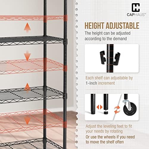 CAPHAUS NSF Commercial Heavy Duty 4 Tier Wire Shelving w/Two Rectangle Basket...