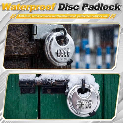 Landhoow 6 Pack Combination Lock 4 Digit Disc Padlock with 3/8 Inch Hardened ...