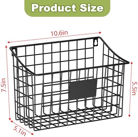Wall Basket with Label Plate & 5 S-Hooks –4 Pack Hanging Wire Basket for ...