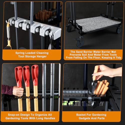 Heavy-Duty Garden Tool Organizer Cart Ideal for Gardening, Upgraded 5-Inch Wh...