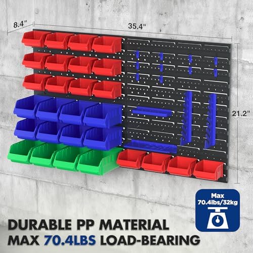 WORKPRO 44PCS Wall Mounted Storage Bins for Garage Storage