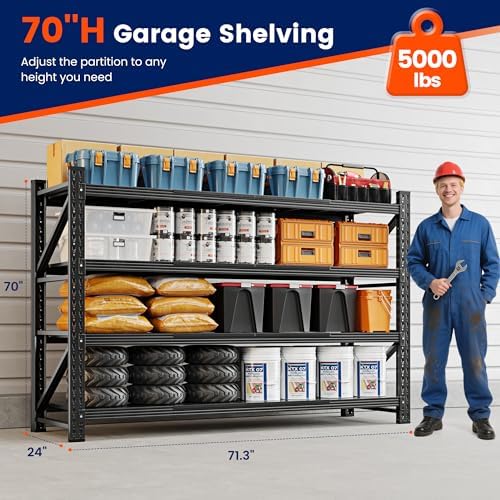 Yizosh Storage Shelves, 5000LBS Garage Shelving Unit, Metal Shelving Adjustab...