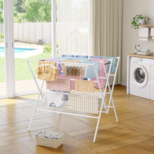 Drying Rack Clothing,35.4in Long Drying Poles Large Clothes Drying Rack
