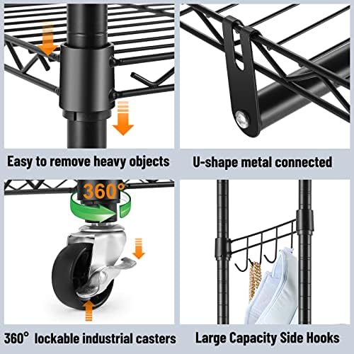 Homdox Rolling Garment Rack with Double Rod, Heavy Duty Clothing Rack with Sh...