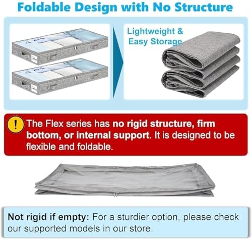 3 Inch Low Profile Under Bed Storage Drawer 4 Pack, Lightweight Underbed Clot...
