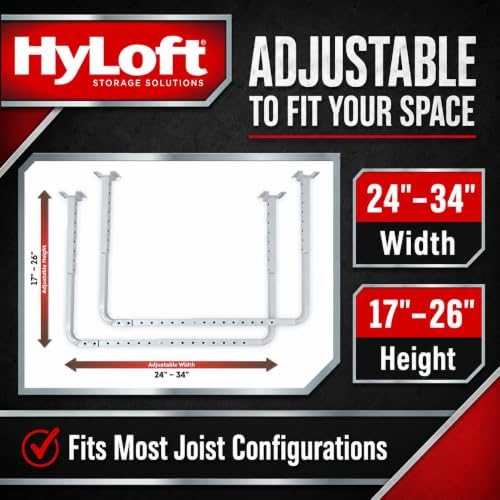 HyLoft 33 in. x 34 in. Adjustable Garage Ceiling Mount Storage Rack Kit, Gara...