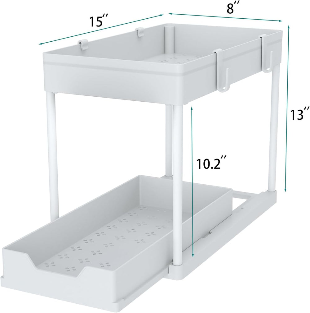 DEKAVA Cabinet, 2 Pack Under Sink Organizer, 2 Tier Sliding Bathroom Kitchen ...