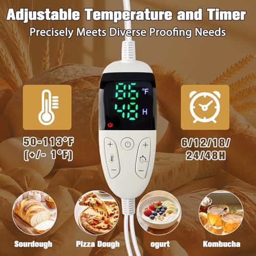 Folding Bread Proofing Box with 3-Side Heating & 50-113℉ Precise Temp Con...