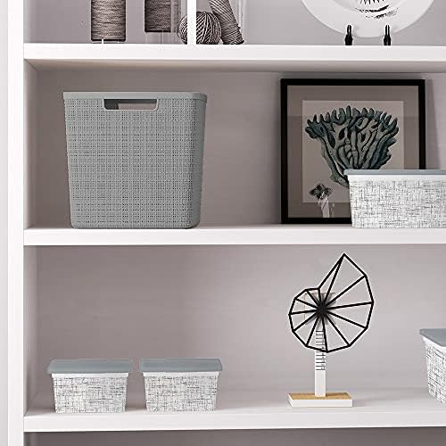 Curver Set of 4 Large Cube 17L Jute Decorative Plastic Organization and Stora...