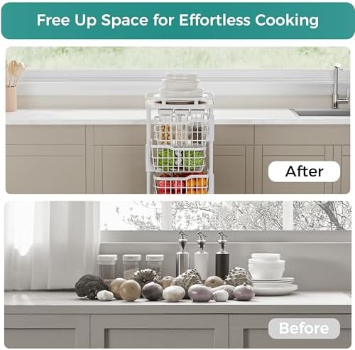 5 Tier Rotating Kitchen Storage Cart, Fruit Vegetable Potato Rack Stand