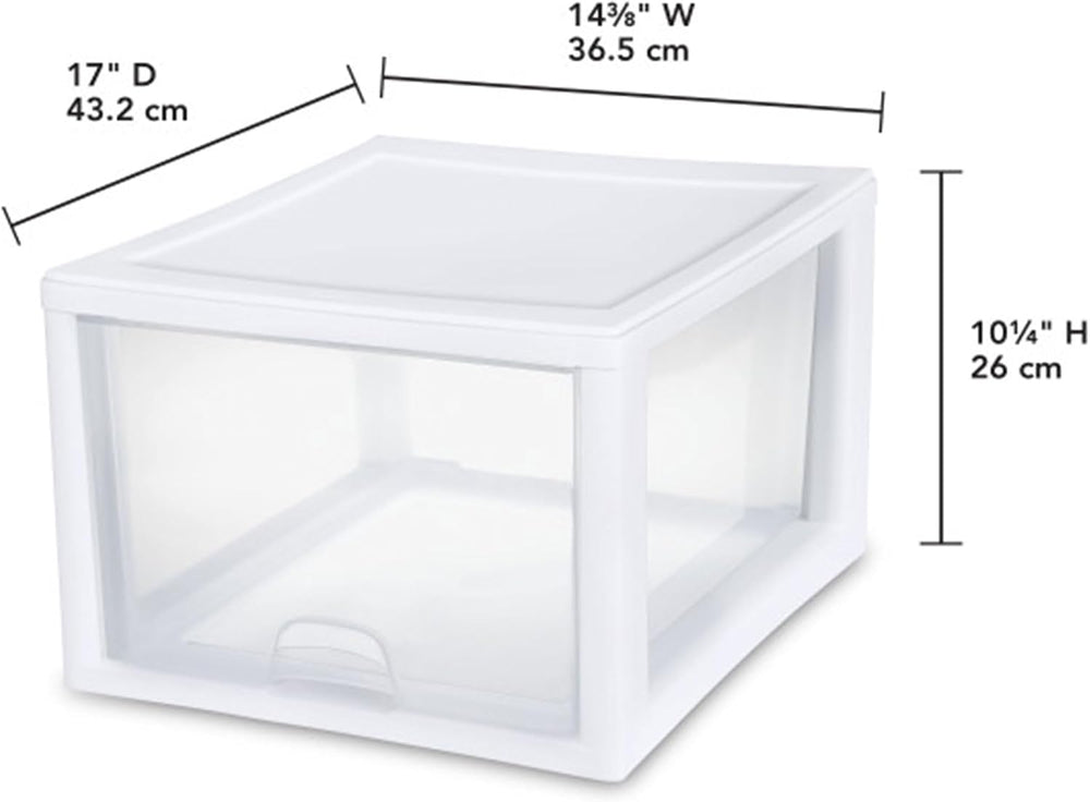 Sterilite Stacking Drawer Storage Organizer for Clothes, 27 Quart, 16-Pack