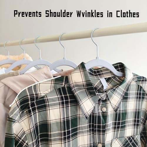 60 Pack Non Slip Hangers, Plastic Clothes Hangers 17.7 Inch - Space Saving Sl...