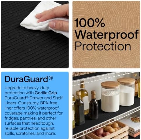 GORILLA GRIP Shelf Liner, Non-Adhesive Cabinet Liners, 20"x20' Jet B...
