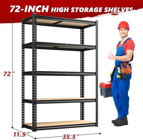REIBII 2400 LBS Garage Shelving for Basement, Adjustable Shelving Unit