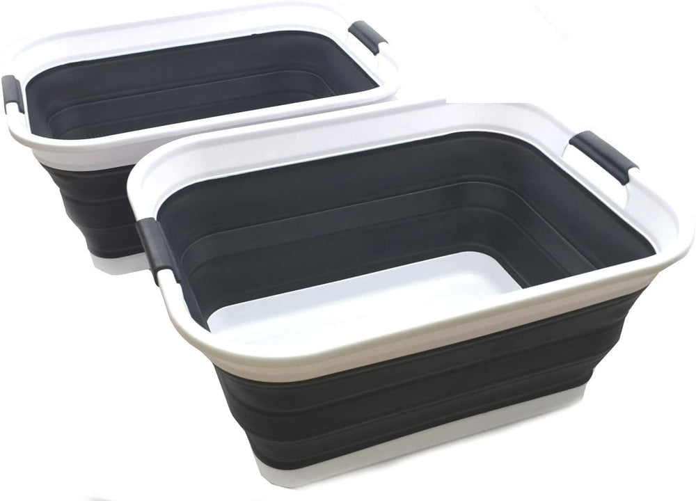 SAMMART 42L(11 gallon) Set of 2 Collapsible Plastic Laundry Basket-Foldable P...