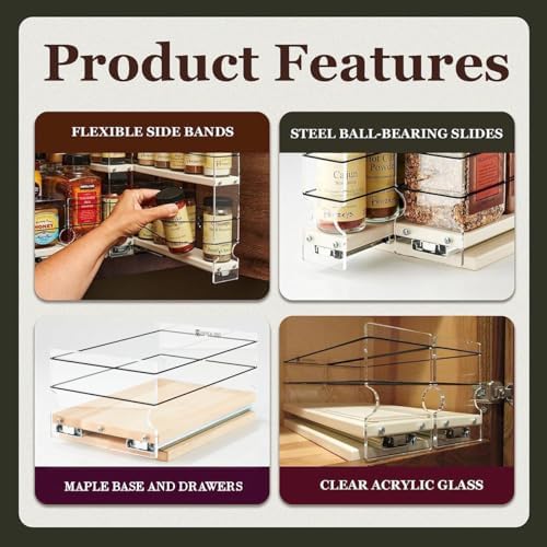 Vertical Spice Solid Maple Storage Rack Drawer - Sliding Spice Rack - Pantry ...
