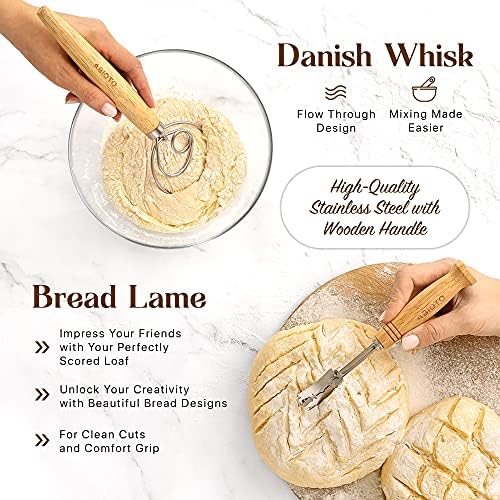 ABIOTO Sourdough Bread Proofing Baskets and Baking Supplies - 14-Piece Kit
