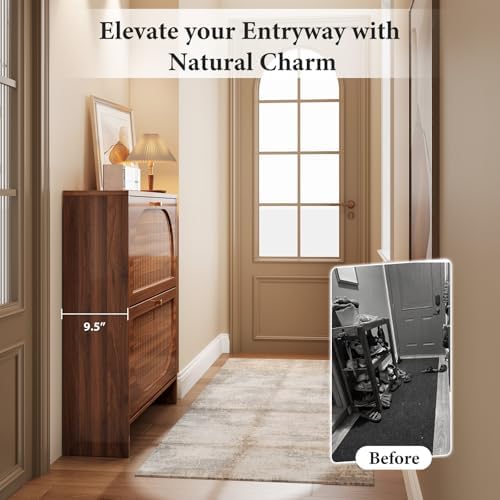 Nicetree Arch-Chic Shoe Cabinet for Entryway, Modern Mid-Century Shoe Storage...