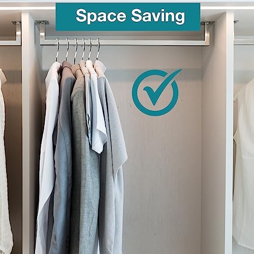 Chrome Metal Hangers, Heavy Duty Clothes Hangers with Non-Slip Grooves, Slim ...