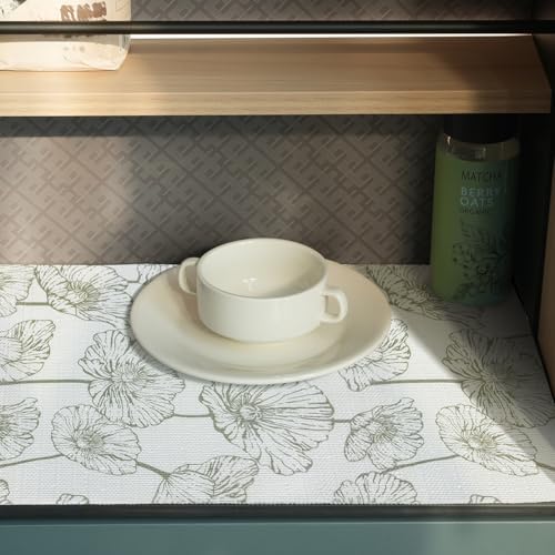 Quttisay Lotus Shelf Liner for Cabinets Kitchen Drawer Liners 23.6in x 10ft
