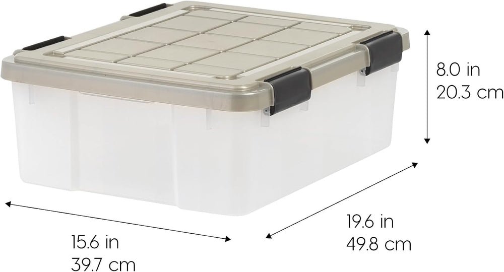 IRIS USA 3-Pack 27 Qt Storage Bins with Gasket Lids, Clear/Chrome