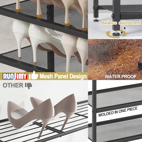 5 Tier Narrow Shoe Rack with Wood Top, Metal Shoe Organizer